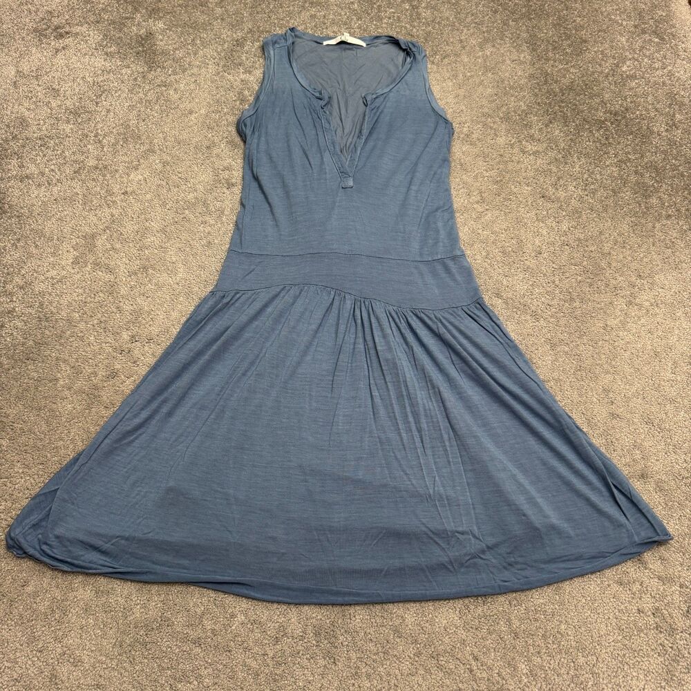 Clu Sleeveless Drop Waist Mini Dress Women Small Blue Soft Rayon Stretch Lined